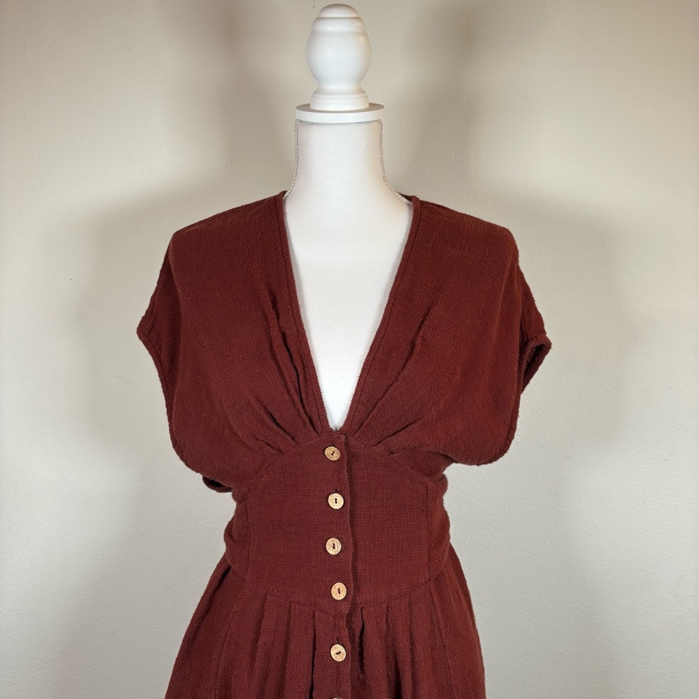 Free People Rust Button-Down Dress - Picture 2 of 9